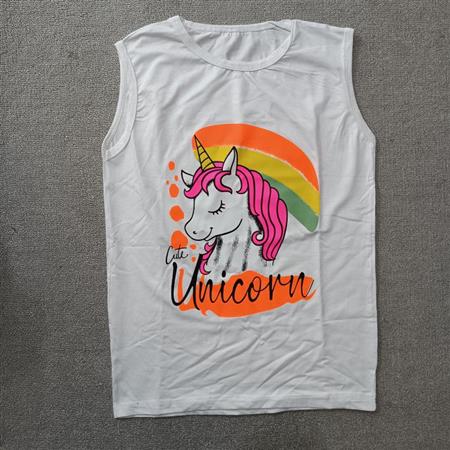 تاپ سفید تکشاخ و رنگین کمان unicorn تکسایز
