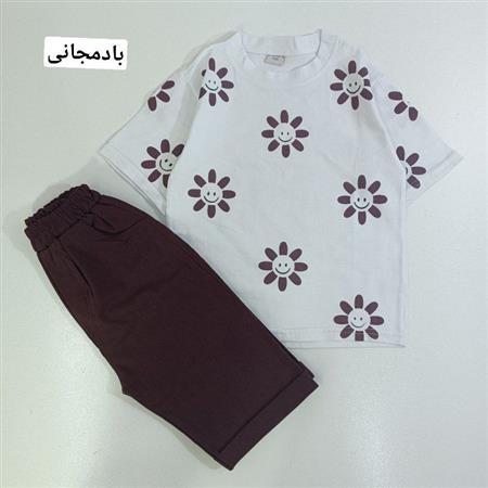 تیشرت شلوارک گلهای خندان رنگی ۲