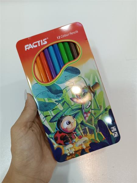 مداد رنگی جعبه فلزی factis