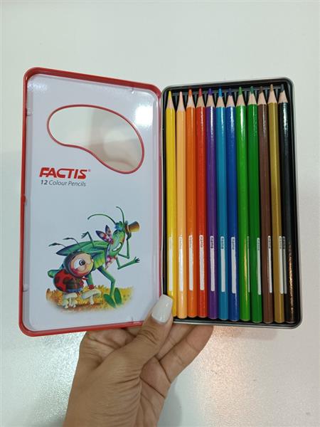 مداد رنگی جعبه فلزی factis