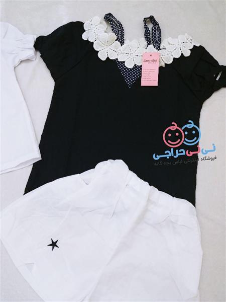 تاپ شلوارک گیپوری نخ و کتان